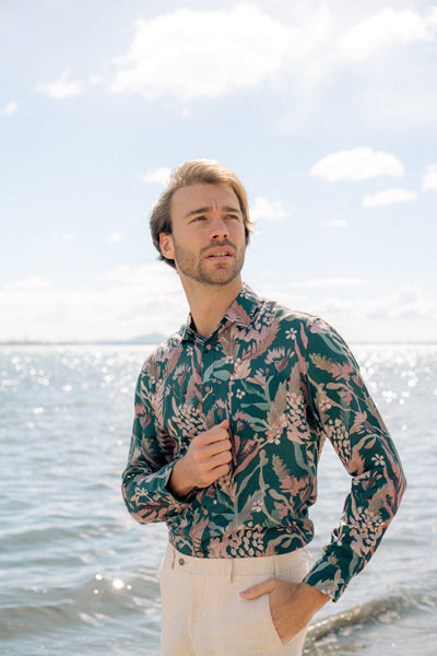 Long Sleeve Shirt - Teal Blooms