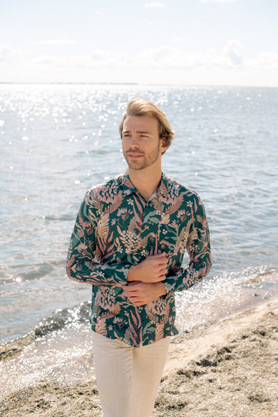 Long Sleeve Shirt - Teal Blooms