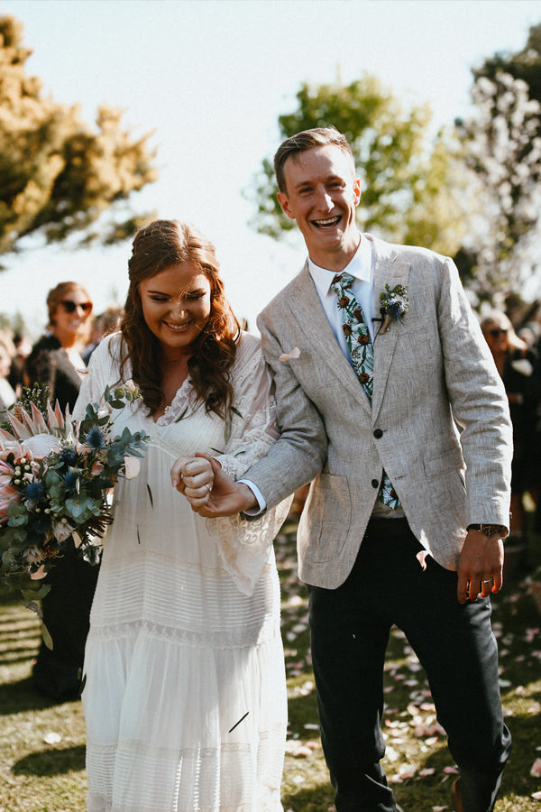 wedding tie banksia grey