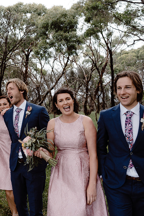 cotton tie protea navy wedding party